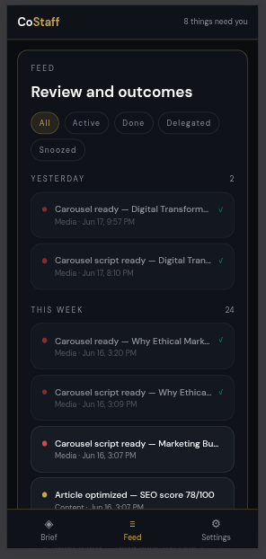 CoStaff Feed view