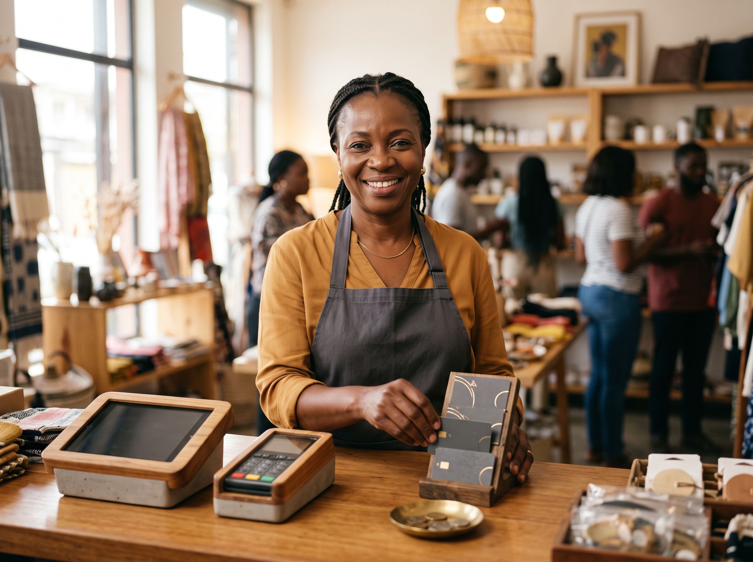 Local host placing an approved partner offer near a customer counter