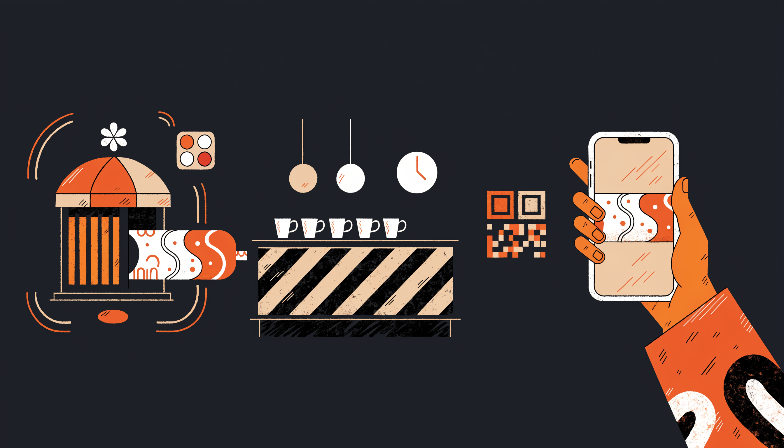 Illustration of a partner offer being shared through a local business
